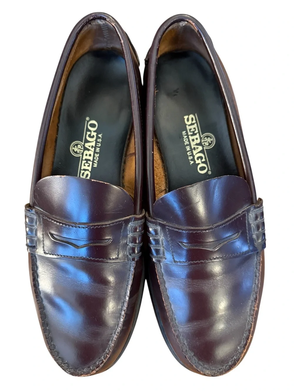 Vintage Sebago Classic Dan Beefroll Penny Loafers Men's 9.5 3E Burgundy Oxblood